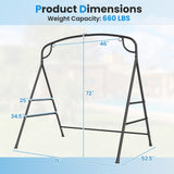 Tangkula Metal Swing Frame, Porch Swing Stand with Extra Side Bars