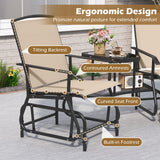 Tangkula 2-Seater Outdoor Glider Bench with 2-Tier Center Table