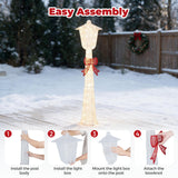 Tangkula 5 FT Lighted Christmas Lamp Post with Bowknot Decorations