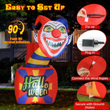 Tangkula 5 Ft Halloween Inflatable Clown, Blow up Circus Clown Box