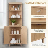 Tangkula 68" Tall 6-Tier Bathroom Corner Cabinet with Fluted Doors