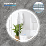 Tangkula LED Bathroom Mirror, Wall Mounted Round Mirror w/ 3-Color Dimmable Lights
