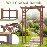 Tangkula 85" Wood Garden Arch Trellis with Flat Top & Side Trellis for Climbing Plants