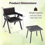 Tangkula 3 Pieces Patio PE Wicker Bistro Set