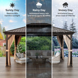 Tangkula 12x16 Ft Hardtop Gazebo, Double-Roof Patio Gazebo with Galvanized Steel Roof, Permanent Pavilion Gazebo