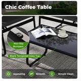 Tangkula 4 Piece Patio Furniture Set with Mesh Seat Fabric & Tempered Glass Tabletop