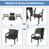 Tangkula 3 Piece Patio Furniture Set with 2 Rattan Armchair & 25" Square Side Table