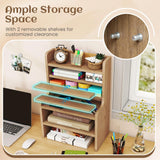 Tangkula Desktop Organizer with 2 Removable Shelves