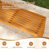 Tangkula Patio Acacia Wood Bench Outdoor Backless Seating Furniture