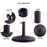 30lbs Patio Market Umbrella Base, Heavy Duty Outdoor Stand, Cast Iron Umbrella Holder for Garden Beach, Classic Round Umbrella Standing Deck Porch