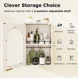Tangkula Bathroom Wall Cabinet with Tempered Glass Door & Adjustable Shelf