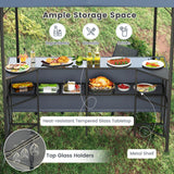 Tangkula 3 Piece Patio Bar Set for BBQ Party Poolside Garden