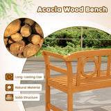 Tangkula Acacia Wood Outdoor Bench with Backrest