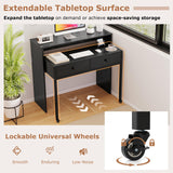 Tangkula Extendable Computer Desk with 2 Storage Drawers