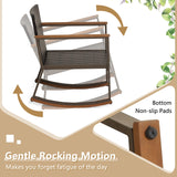 Tangkula 3 Pieces Rocking Bistro Set, Outdoor Rocker Chair with Coffee Table & Cushions