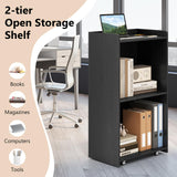 Tangkula Rolling Podium Stand, Mobile Lectern Stand with 2 Shelves & Lockable Wheels