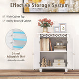 Tangkula Bathroom Floor Cabinet, Modern Carved Design Freestanding Storage Cabinet (White)
