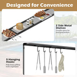 Tangkula 8 x 5 FT Grill Gazebo with 2 Metal Shelves 5 Hooks & 8 Ground Stakes
