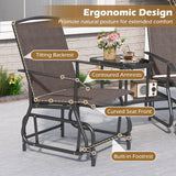 Tangkula 2-Seater Outdoor Glider Bench with 2-Tier Center Table