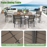 Tangkula Outdoor Rectangle Dining Table, 59” x 35” Large Outside Table with Metal Legs