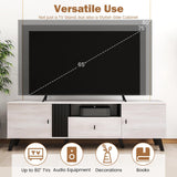 Tangkula Mid Century Modern TV Stand for 80” TVs with Open Shelf