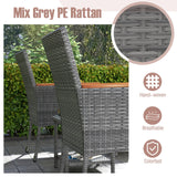 Tangkula 5 Pieces Patio Conversation Set, Outdoor PE Rattan Chairs with Soft Cushions, Ottomans & Tempered Glass Top Table