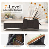 Tangkula Wicker Patio Chaise Lounge | 7-Level Adjustable Backrest (1/2)