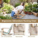 Tangkula Adirondack Rocking Chair with Slatted Seat and High Fanned Back