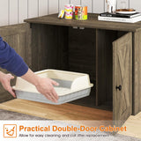 Tangkula Hidden Cat Litter Box Enclosure Furniture with Divider