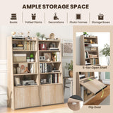 Tangkula 6 Tier Bookcase, Modern Bookshelf w/ 2 Adjustable Shelves & Flip-up Door, Wood Storage Cabinet with 5 Open Shelves
