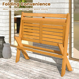 Tangkula Foldable Acacia Wood Outdoor Bench