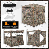 Tangkula 3-in-1 Hunting Blind for 2-4 Person, 360 Degree See Through Ground Blind with Skylight