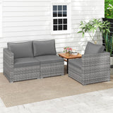 Tangkula Outdoor Patio 3 Seat Sofa Set | PE Rattan Modular Cushioned Sectional Couch Furniture Set