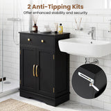 Tangkula Modern Freestanding Bathroom Storage Cabinet w/Large Pull-Out Drawer