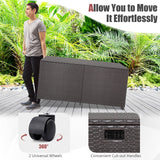 Tangkula 175 Gallon Outdoor Storage Box, Wicker Patio Deck Box with 2 Universal Wheels and Waterproof Zippered Liner