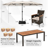 Tangkula 11 Pieces Patio Dining Set with 15ft Double-Sided LED Patio Umbrella (Base Included)