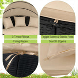 Tangkula Outdoor Patio Round Daybed with Retractable Canopy