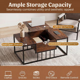 Tangkula Lift Top Coffee Table with Hidden Storage | Rectangle Flip Top Center Table with Heavy-Duty Metal Frame