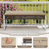 Tangkula Outdoor Ottoman, Patio Rattan Heavy Duty Wicker Footrest