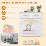 Tangkula Litter Box Enclosure with 2 Storage Drawers & Double Doors