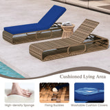 7-Position Adjustable PE Rattan Outdoor Chaise Lounge Chair