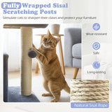 Tangkula Small Cat Tree with Sisal Scratching Posts Hanging Pompom