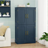 Tangkula Bathroom Floor Storage Cabinet with 4 Doors and 2 Adjustable Shelves
