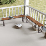 Tangkula 2 Pack Acacia Wood Outdoor Bench, 59 Inches Patio Bench with Metal Frame, 800 LBS Max Load
