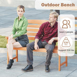 Tangkula Wooden Garden Bench with Slatted Backrest and Comfortable Armrests