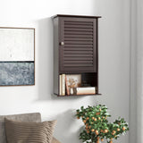 Tangkula Medicine Cabinet, Wall Mounted Bathroom Cabinet Single Door Wooden