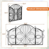 Tangkula 59.5 x 32.5 Inch Fireplace Screen, 3-Panel Folding Spark Guard w/Floral Pattern