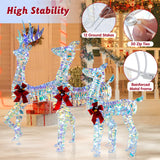Tangkula 3-Piece Christmas Lighted Iridescent Reindeer Family Set, Xmas Pre-Lit Deer with 230 LED Lights