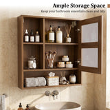 Tangkula Wall-Mounted Bathroom Mirror Cabinet w/2 Hidden Storage Shelves & 3 Open Storage Compartments