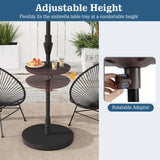 Tangkula 20" Umbrella Table 1.5" & 1.9" Umbrella Hole Faux Wood Grain Portable Round Umbrella Table Top